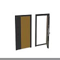 Modern Swing Door with Yellow Mesh Panel and Black Frame Design 3d model