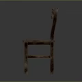 Rustic Wooden Dining Chair With Slat Back And Natural Wood Grain Design