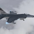Two Seater Fighter Jet Flying In Cloudy Sky With Mounted Weapons And Extended Landing Gear 3d model
