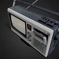 Vintage Portable Audio Radio Cassette Player With Screen Knobs Handle And Cassette Tape