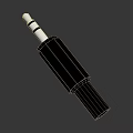 Black 3.5mm Audio Plug With Metal Tip And Cylindrical Design For Electronic Devices 3d model