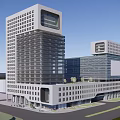 Modern Multi Storey Office Building Complex With Rooftop Greenery And Glass Facade 3d model