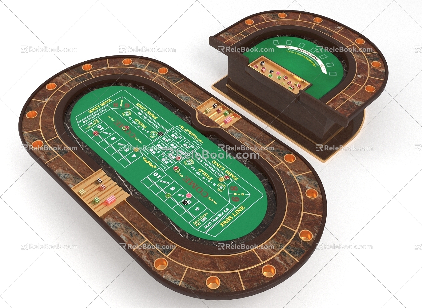 card table casino table gambling table gambling chips 3d model