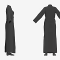 Long Black Robe Design Featuring Long Sleeves Belt And Front Back Views 3d model