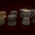 Traditional Musical Drums With Artistic Paintings Carved Patterns And Various Sizes In Brown Gray Tones