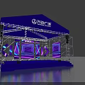Wanda Plaza Stage Scene With Blue Backdrop LED Screens And Stage Lighting