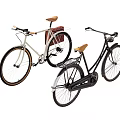 Vintage Bicycles With Brown Seats Cream And Black Frames Classic Design Curved Handlebars