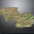 Detailed Terrace Field Scale Model With Layered Fields Traditional Houses And Greenery