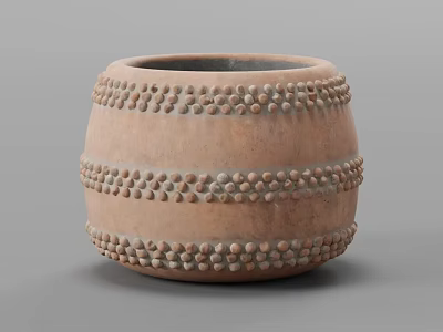 Terracotta Bonsai Pot Featuring Raised Dot Patterns And Textured Surface For Bonsai Cultivation 3d model