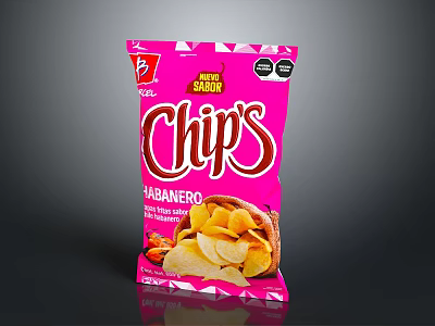 Crunchy Extreme Spicy Jabanero Flavored Chips Snack With Crispy Potato Slices 3d model
