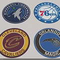 Collection of NBA Basketball Team Logos Featuring Minnesota Timberwolves Philadelphia 76ers Cleveland Cavaliers Orlando Magic