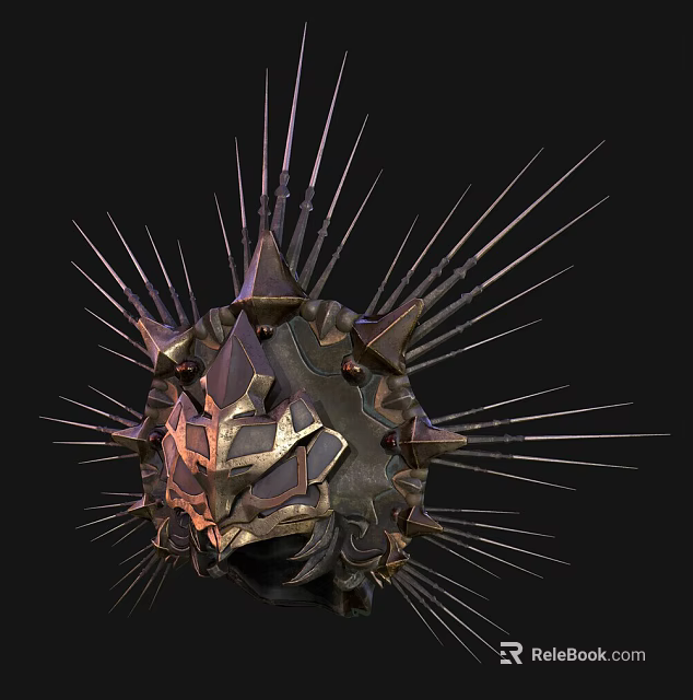 Unique Spiked Jewelry Ornament With Intricate Metal Design And Gemstone Details 3d model 
