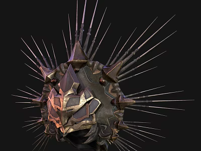 Unique Spiked Jewelry Ornament With Intricate Metal Design And Gemstone Details 3d model