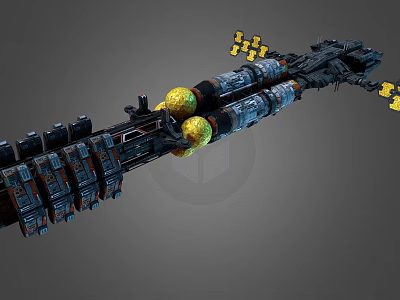 Advanced Interstellar Spacecraft With Cylindrical Modules Yellow Spherical Components And Solar Panels 3d model