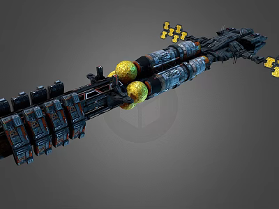 Advanced Interstellar Spacecraft With Cylindrical Modules Yellow Spherical Components And Solar Panels 3d model