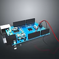 Blue Arduino Uno Circuit Board With Electronic Components USB Interface And Connecting Wires