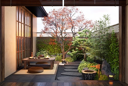 Japanese-style courtyard 3d model