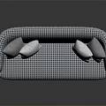 Modern Blue and White Checkered Sectional Sofa With Decorative Pillows 3d model