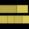 Yellow Background Wall Decorative Panels with Various Textured Patterns and Lattice Designs 3d model