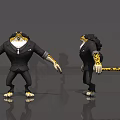 Anthropomorphic Tiger Character in Black Suit with White Tie and Clawed Paws Game Movie Design