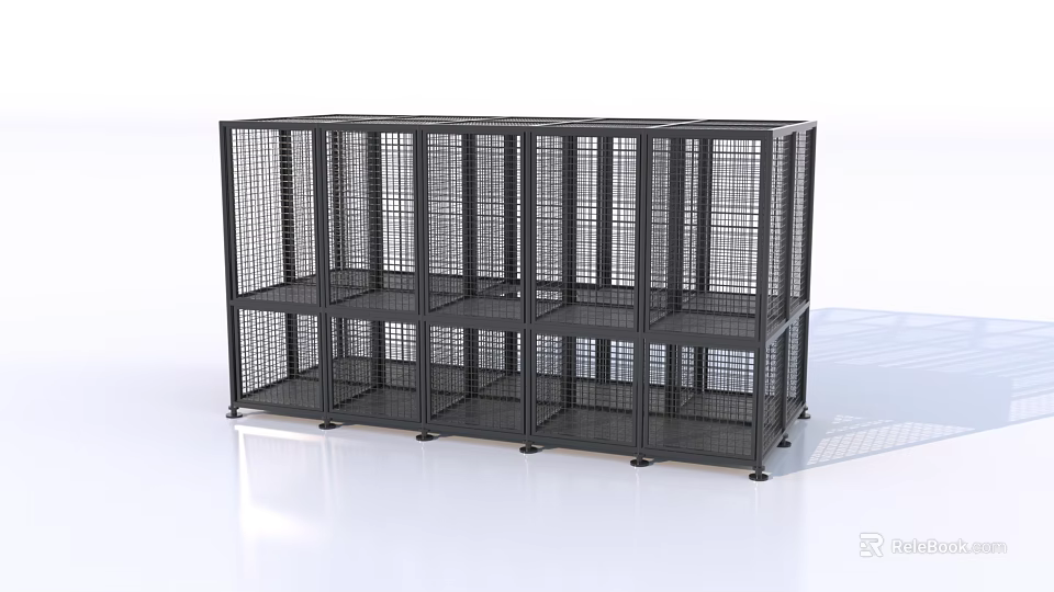 Black Metal Mesh Multi Tier Storage Shelf With Open Design And Display Function 3d model 
