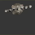 Seven Branch Golden Candelabra With White Textured Candles And Ornate Base