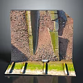 Textured Natural Rock Structure With Brown Surface And Green Mossy Base