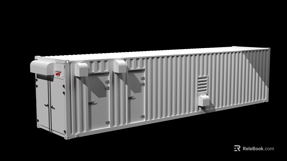 High Quality White Containerized Industrial Equipment With Ventilation Vents And Access Doors 3d model 