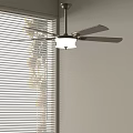 Ceiling Fan With Light Fixture In Modern Room Near Window With Blinds