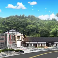 Ancient Architecture With Traditional Design White Walls And Black Roofs In Lush Green Mountain