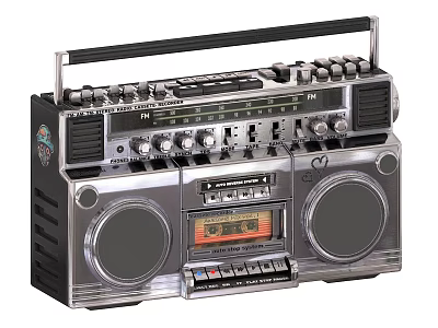 Vintage Portable Radio Cassette Player With FM AM Radio And Silver Black Handle Design 3d model