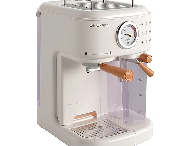 White CHANGHONG Coffee Machine With Round Dial Brown Handles And Transparent Reservoir Design 3d model