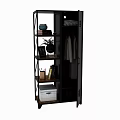 Modern Chest of Drawers with Shelves Green Plant Vase Photo Frame Books and Storage Box