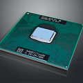 CPU Chip With Green Circuit Board And Silver Core Model Label Integrated Circuit Design 3d model