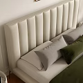 Modern Bedroom Interior With White Headboard Bed Green Comforter And Window Seat
