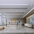 Modern Hospital Outpatient Clinic Hall With Medical Staff And Patients