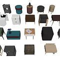 Modern Bedside Tables In Various Styles With Colors And Storage Features 3d model