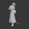 White Rabbit Character 3D Model With Cloak Simple Design And Shiny Gray Surface 3d model