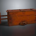 Brown Wooden Storage Box With Handle And Retro Design For Home Use