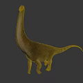 Brown Dinosaur Figurine With Long Neck Striped Body And Curved Tail