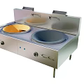 Canteen Commercial Cooking Equipment With Stainless Steel Double Wok And Faucet