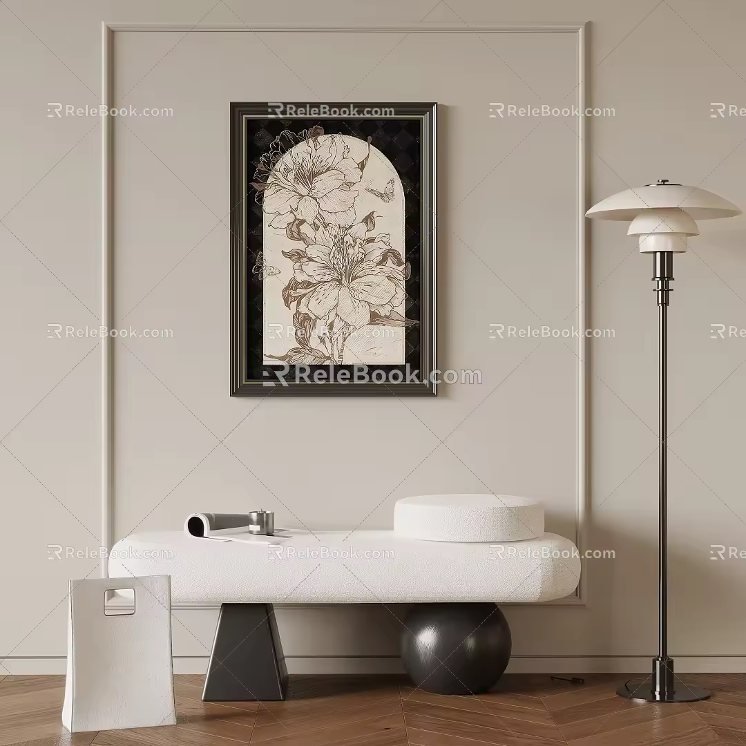 Shoe changing stool decorative painting floor lamp 3d model
