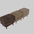 Natural Solid Wood Bedside Table With Two Drawers And Elegant Brass Handles For Bedroom Decoration