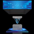Futuristic Tech Exhibition Island With 3D Projection Lighting And Digital Display Elements 3d model