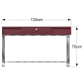 Burgundy Modern Desk With Wooden Top Drawer And Silver Metal Legs