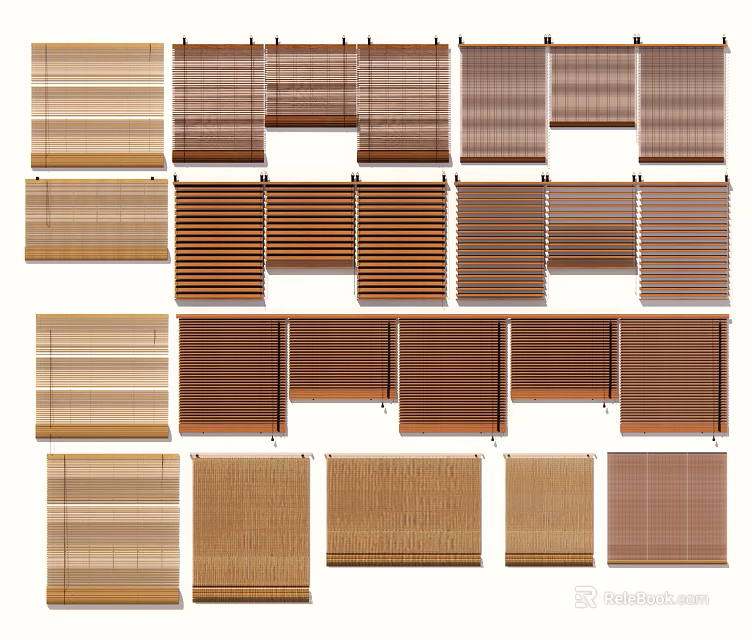 Various Window Blinds Styles With Different Colors and Designs for Home Decor 3d model 