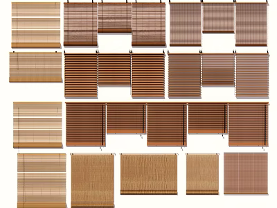 Various Window Blinds Styles With Different Colors and Designs for Home Decor 3d model