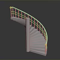 Elegant Modern Metal Spiral Staircase With Curved Handrail And Steps