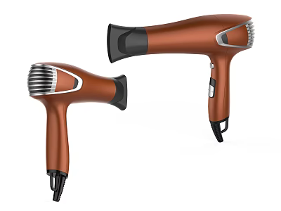 Two Modern Copper Hair Dryers For Daily Use With Sleek Design And Black Accents 3d model