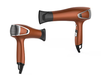 Two Modern Copper Hair Dryers For Daily Use With Sleek Design And Black Accents 3d model